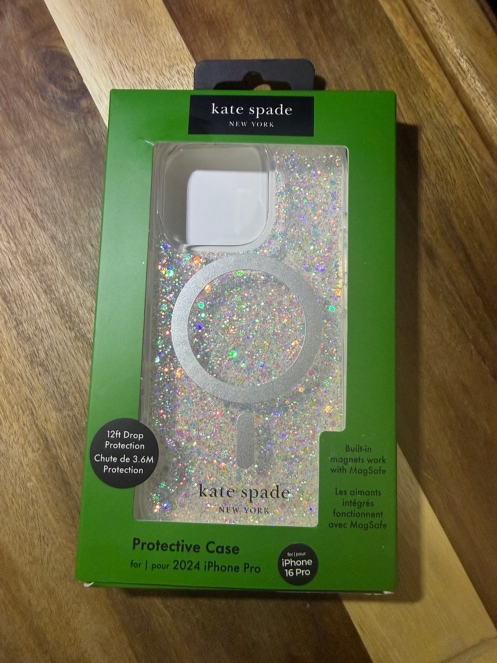 kate spade Glitter MagSafe iPhone 16 Pro Case - Iridescent Silver